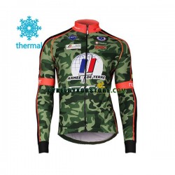 Herr Cykeltröjor Långärmad och Bib Cykeltights Vinter Thermal Fleece 2017 Armee De Terre N001