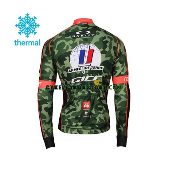 Herr Cykeltröjor Långärmad och Bib Cykeltights Vinter Thermal Fleece 2017 Armee De Terre N001