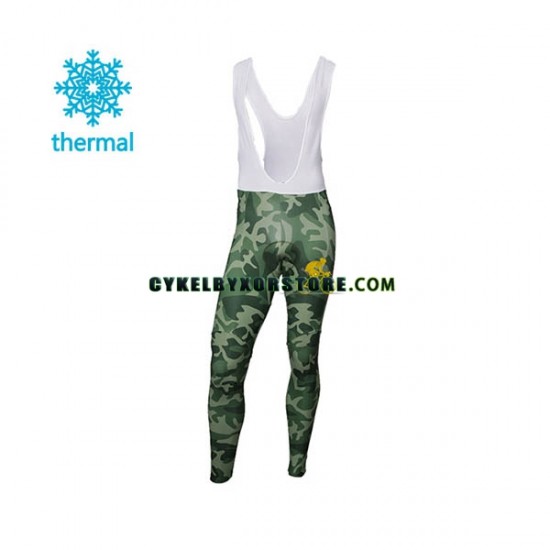 Herr Cykeltröjor Långärmad och Bib Cykeltights Vinter Thermal Fleece 2017 Armee De Terre N001