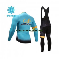 Herr Cykeltröjor Långärmad och Bib Cykeltights Vinter Thermal Fleece 2017 Astana Pro Team N001