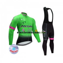 Herr Cykeltröjor Långärmad och Bib Cykeltights Vinter Thermal Fleece 2017 Astana Pro Team N002