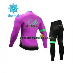 Barn Cykeltröjor Långärmad och Cykeltights Vinter Thermal Fleece 2017 Astana Pro Team N003