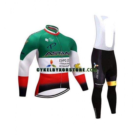 Herr Cykeltröjor Långärmad och Bib Cykeltights 2017 Astana Pro Team N004