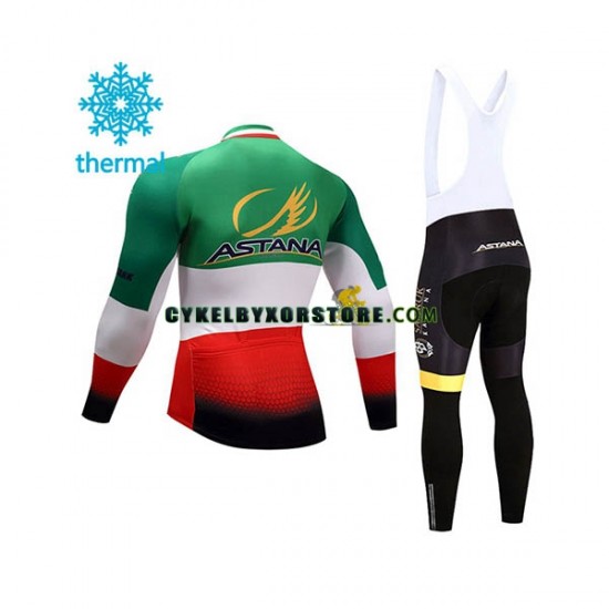 Herr Cykeltröjor Långärmad och Bib Cykeltights Vinter Thermal Fleece 2017 Astana Pro Team N004