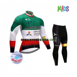 Barn Cykeltröjor Långärmad och Cykeltights Vinter Thermal Fleece 2017 Astana Pro Team N004