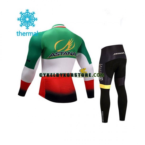 Barn Cykeltröjor Långärmad och Cykeltights Vinter Thermal Fleece 2017 Astana Pro Team N004