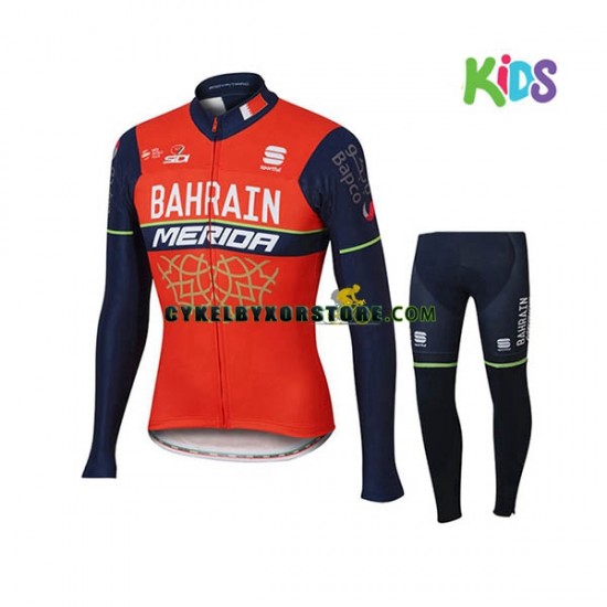 Barn Cykeltröjor Långärmad och Cykeltights 2017 Bahrain Merida N001