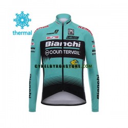 Herr Cykeltröjor Långärmad och Bib Cykeltights Vinter Thermal Fleece 2017 Bianchi Countervail N001
