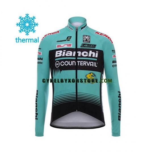 Herr Cykeltröjor Långärmad och Bib Cykeltights Vinter Thermal Fleece 2017 Bianchi Countervail N001