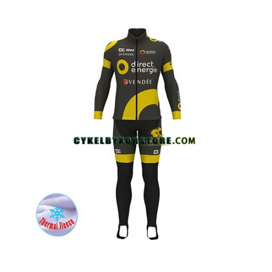 Herr Cykeltröjor Långärmad och Bib Cykeltights Vinter Thermal Fleece 2017 Direct Energie N001