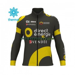Herr Cykeltröjor Långärmad och Bib Cykeltights Vinter Thermal Fleece 2017 Direct Energie N001