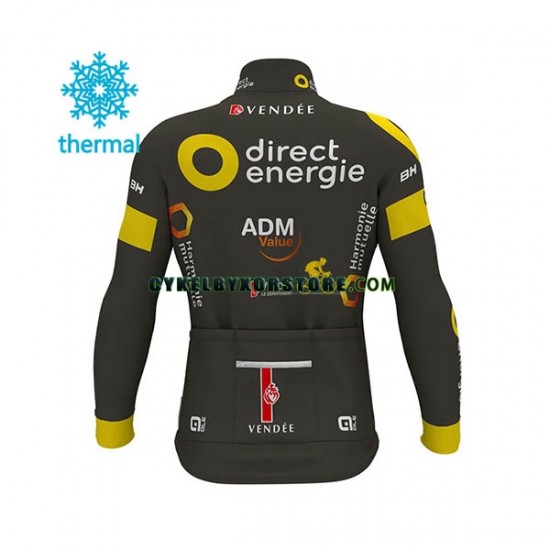 Herr Cykeltröjor Långärmad och Bib Cykeltights Vinter Thermal Fleece 2017 Direct Energie N001