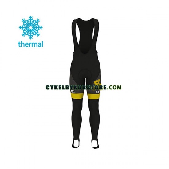 Herr Cykeltröjor Långärmad och Bib Cykeltights Vinter Thermal Fleece 2017 Direct Energie N001