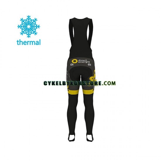 Herr Cykeltröjor Långärmad och Bib Cykeltights Vinter Thermal Fleece 2017 Direct Energie N001
