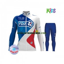 Barn Cykeltröjor Långärmad och Cykeltights Vinter Thermal Fleece 2017 FDJ N001