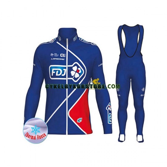 Herr Cykeltröjor Långärmad och Bib Cykeltights Vinter Thermal Fleece 2017 FDJ N002