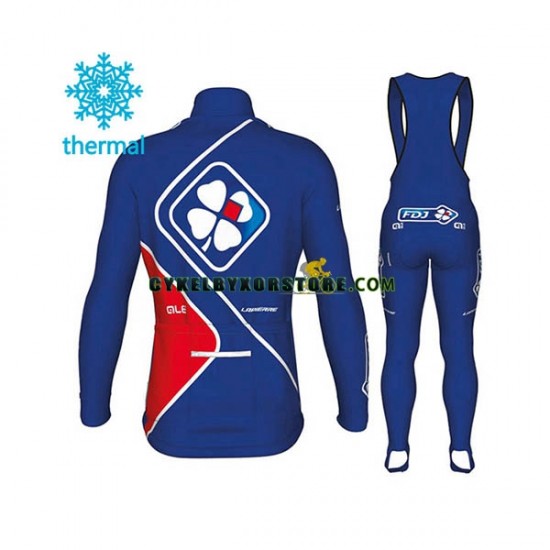 Herr Cykeltröjor Långärmad och Bib Cykeltights Vinter Thermal Fleece 2017 FDJ N002