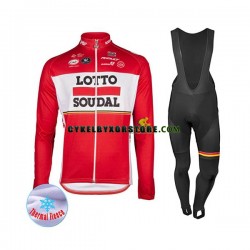 Herr Cykeltröjor Långärmad och Bib Cykeltights Vinter Thermal Fleece 2017 Lotto Soudal N001