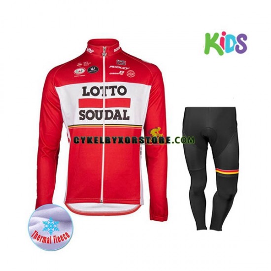Barn Cykeltröjor Långärmad och Cykeltights Vinter Thermal Fleece 2017 Lotto Soudal N001