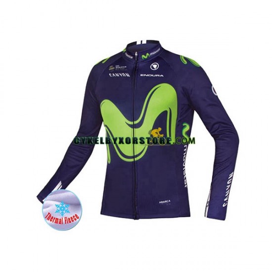 Herr Cykeltröjor Vinter Thermal Fleece 2017 Movistar Team N001