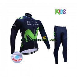 Barn Cykeltröjor Långärmad och Cykeltights Vinter Thermal Fleece 2017 Movistar Team N001