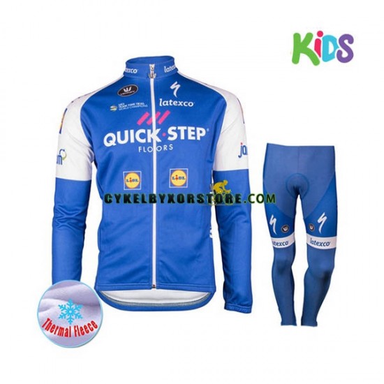 Barn Cykeltröjor Långärmad och Cykeltights Vinter Thermal Fleece 2017 Quick-Step Floors N001