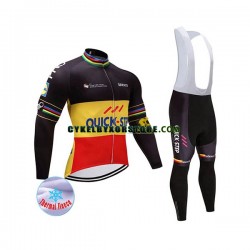 Herr Cykeltröjor Långärmad och Bib Cykeltights Vinter Thermal Fleece 2017 Quick-Step Floors N002