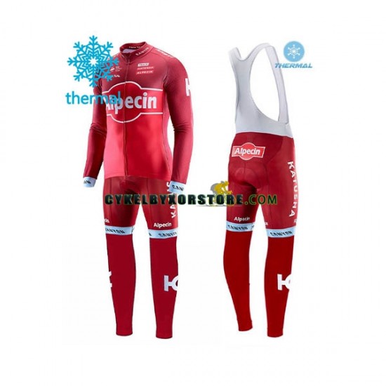 Herr Cykeltröjor Långärmad och Bib Cykeltights Vinter Thermal Fleece 2017 Team Katusha-Alpecin N001