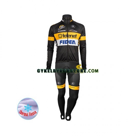Herr Cykeltröjor Långärmad och Bib Cykeltights Vinter Thermal Fleece 2017 Telenet Fidea Lions N001