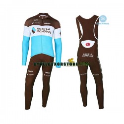 Herr Cykeltröjor Långärmad och Bib Cykeltights Vinter Thermal Fleece 2018 AG2R La Mondiale N002
