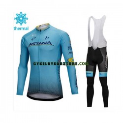 Herr Cykeltröjor Långärmad och Bib Cykeltights Vinter Thermal Fleece 2018 Astana Pro Team N001