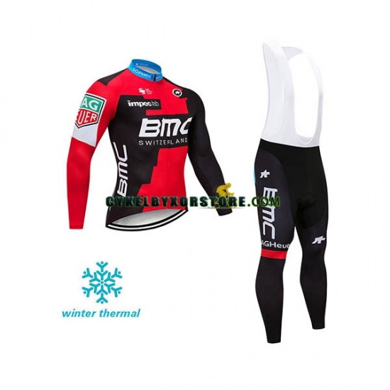Herr Cykeltröjor Långärmad och Bib Cykeltights Vinter Thermal Fleece 2018 BMC Racing Team N001