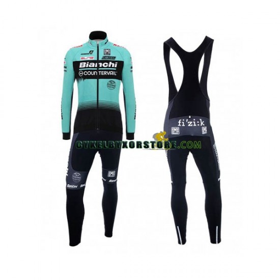 Herr Cykeltröjor Långärmad och Bib Cykeltights 2018 Bianchi Countervail N001