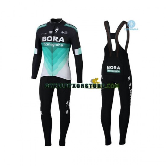 Herr Cykeltröjor Långärmad och Bib Cykeltights Vinter Thermal Fleece 2018 Bora Hansgrohe N001