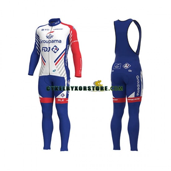 Herr Cykeltröjor Långärmad och Bib Cykeltights 2018 FDJ N001