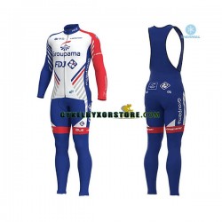 Herr Cykeltröjor Långärmad och Bib Cykeltights Vinter Thermal Fleece 2018 FDJ N001