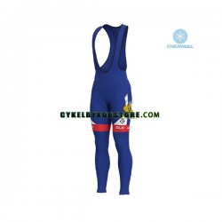 Herr Långa cykelbyxor med hängslen Vinter Thermal Fleece 2018 FDJ N001