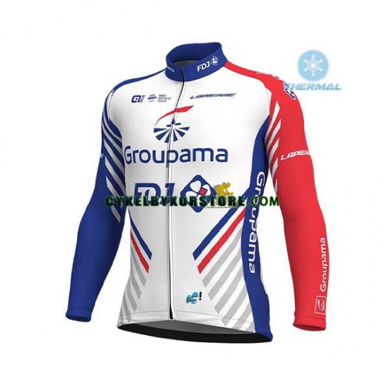 Herr Cykeltröjor Vinter Thermal Fleece 2018 FDJ N001