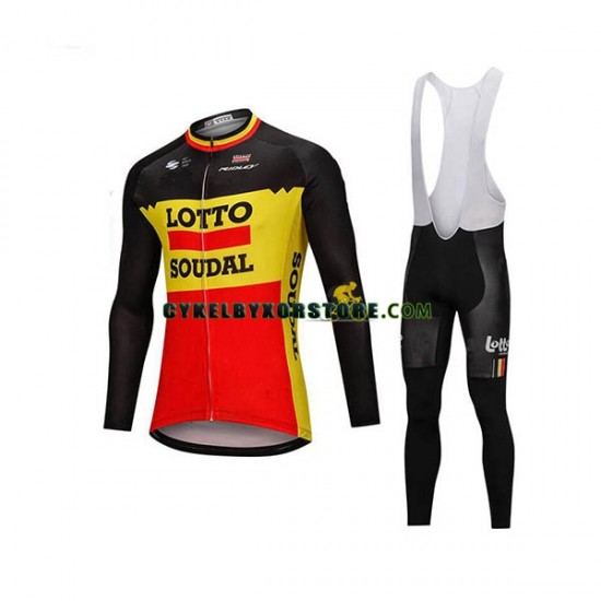 Herr Cykeltröjor Långärmad och Bib Cykeltights 2018 Lotto Soudal N002