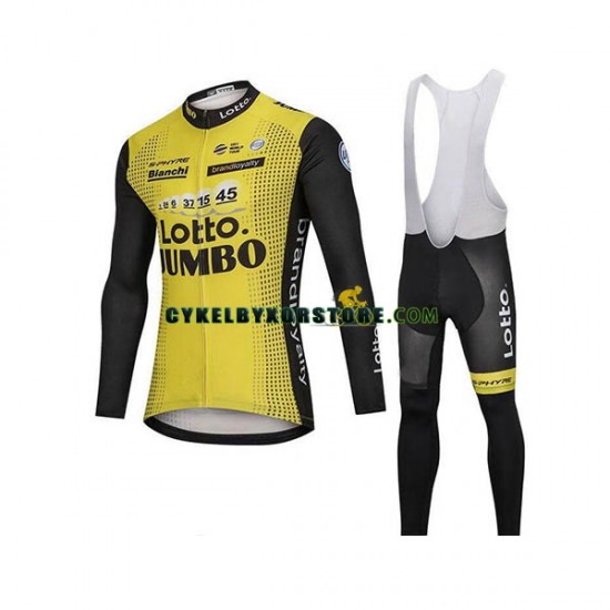 Herr Cykeltröjor Långärmad och Bib Cykeltights 2018 LottoNL-Jumbo N001
