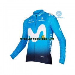 Herr Cykeltröjor Långärmad och Bib Cykeltights Vinter Thermal Fleece 2018 Movistar Team N001