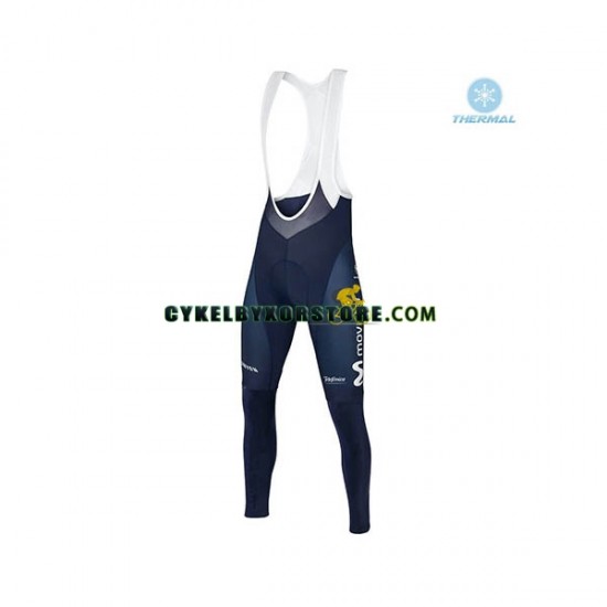 Herr Cykeltröjor Långärmad och Bib Cykeltights Vinter Thermal Fleece 2018 Movistar Team N001
