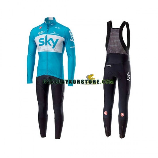 Herr Cykeltröjor Långärmad och Bib Cykeltights 2018 Team Sky N002