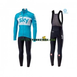 Herr Cykeltröjor Långärmad och Bib Cykeltights Vinter Thermal Fleece 2018 Team Sky N002