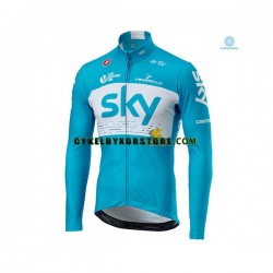 Herr Cykeltröjor Långärmad och Bib Cykeltights Vinter Thermal Fleece 2018 Team Sky N002