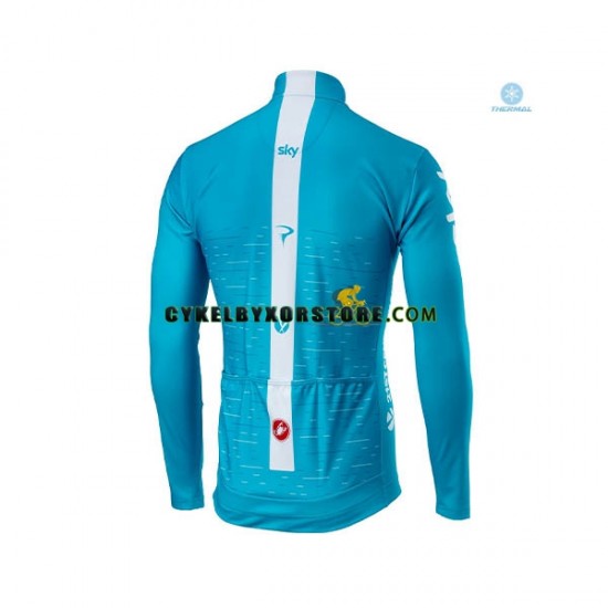 Herr Cykeltröjor Långärmad och Bib Cykeltights Vinter Thermal Fleece 2018 Team Sky N002