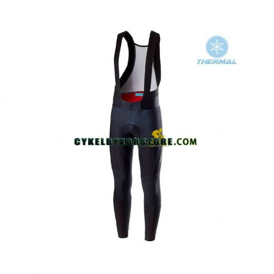 Herr Cykeltröjor Långärmad och Bib Cykeltights Vinter Thermal Fleece 2018 Team Sky N002