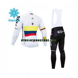 Herr Cykeltröjor Långärmad och Bib Cykeltights Vinter Thermal Fleece 2018 Team Sky N003