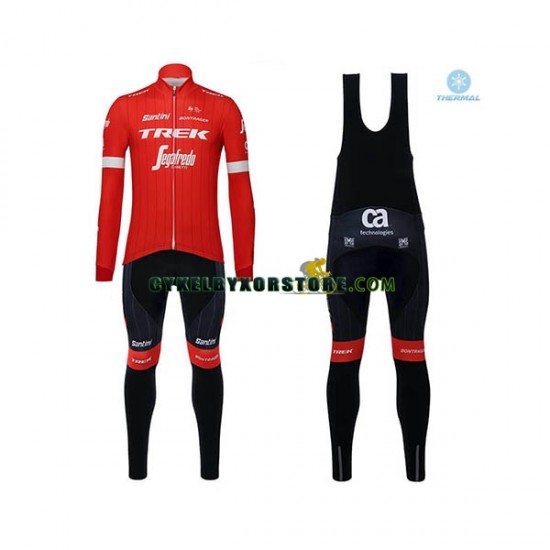 Herr Cykeltröjor Långärmad och Bib Cykeltights Vinter Thermal Fleece 2018 Trek-Segafredo N001