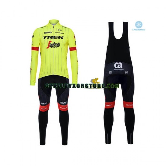 Herr Cykeltröjor Långärmad och Bib Cykeltights Vinter Thermal Fleece 2018 Trek-Segafredo N002